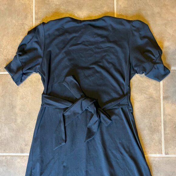 Xi Forever 21 Navy Blue, Tie at Back, Midi Y2K Dress Large - Picture 5 of 5